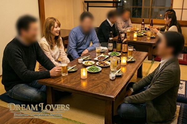 藤枝市の料理処友喜でコンパニオンと宴会するお客様事例写真