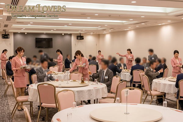 東大和市のBIGBOX東大和での宴会で接客するコンパニオンとお客様