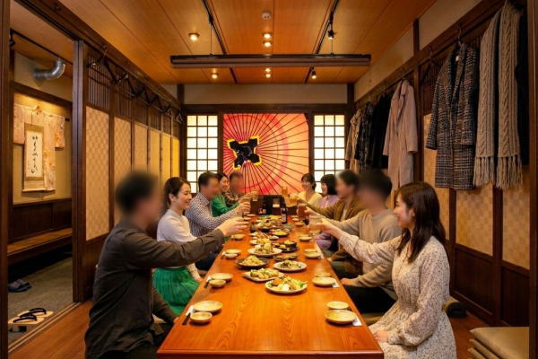 日野市のはなの舞東京豊田駅北口店での宴会で接客するコンパニオンとお客様