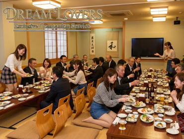 南足柄の三好屋で接客する宴会コンパニオンとお客様