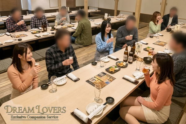 三島市のうお鶏三島駅前店でコンパニオンと宴会するお客様事例写真