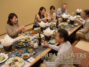 横須賀の居酒屋和きちで接客する宴会コンパニオンとお客様